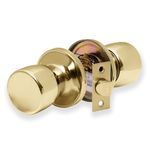 XFORT Tulip Passage Knob Set Polished Brass, Door Knob for Internal Wooden Doors