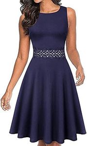 OWIN Women's Vintage Floral Lace Flared A-Line Swing Casual Party Cocktail Dresses Sleeveless
