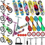 31 Pieces Mini Finger Toys Set Includes Finger Skateboards, Finger Bikes, Mini Scooters and Matched Wheels and Tools Accessories Educational Toys for Party Favors (Fun)