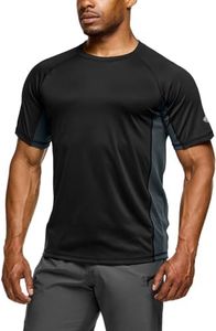 TSLA Men's Short Sleeve Rashy Rashguard Swim Shirts, UPF 50+ Loose-Fit Short Sleeve Shirt, UV Cool Dry fit Athletic Water Shirts TM MSS41-KKH_XX-Large