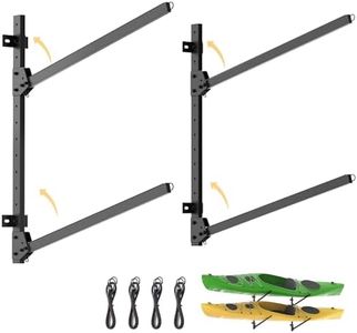 NIMBLERACK 2-Tier Foldable Kayak Wall Mount Rack - Heavy Duty Steel Storage Hanger for Garage, Holds Kayaks, Canoes, Paddleboards - Space-Saving Swing-Away Design (Black)