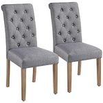 Yaheetech Set of 2 Classic Dining Chairs Fabric Upholstered High Back Padded Single Kitchen Chairs for Home Kitchen Dark Gray