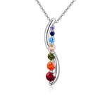 HARMONY BOLA 925 Sterling Silver Chakra Necklace Yoga Pendant Chakra Necklaces Healing Crystals Pendant Jewelry Gifts for Women