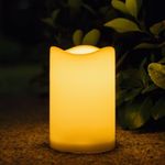 TFROSIM Solar Candles Outdoor Waterproof, 3" x 4.5" Ivory White Flameless Candles, Dusk to Dawn Light Sensor, LED Rechargeable Pillar Solar Candles for Outdoor Lanterns, Patio Decor