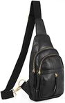 SUOSDEY Crossbody Bag for Women, Fashion Sling Bag, Leather Chest Bag BackPack with Adjustable Straps black