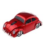 ECOiNVA VW Beetle Wireless Sports Car Shape Mouse Mice Computer Laptop PC Optical Mouse 2.4GHz Nano USB AAA Battery Power Glossy Surface LED Light (Red)