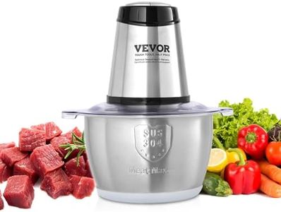 VEVOR Picadora Eléctrica Multifuncional Picadora de Carne 400W con Bol de Acero Inoxidable 2L 8 Tazas Hoja de Acero Inoxidable con 4 Aletas 2 Velocidades para Frutas Verduras Cebolla Comida para Bebés