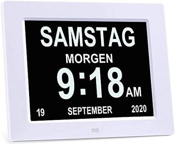 Ykall Digital Wecker, Seniorenuhr 8 Zoll, Digitaler Kalender Tag Uhr Für Demenz Sehschwachen Gelesen Werden, Kinder, Senioren, Sehschwache und Alzheimer Patienten (Weiß)