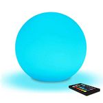 Mr.Go 8" LED Ball Light Sphere Lamp Mood Light with Remote, Color Changing Lamp Orb Light with 16 RGB Colours, Dimmable, Rechargeable Night Light for Indoor Outdoor Garden Decor