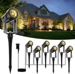 GLOBELIT Garden Spotlights Mains Powered 20M, 3W*6 Pack Outdoor Low Voltage Garden Lights,27V Warm White 3000K Garden Spike Lights IP65 Waterproof for Walkway, Lawn, House, Yard (6-in-1)
