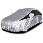 Titan Lightweight Car Cover for Small Sub-Compact Sedans. Fits Fiesta, Rio, Aveo, and More. Waterproof, Driver-Side Door Zipper. Measures 175 Inches. Silver with Black Stripes.