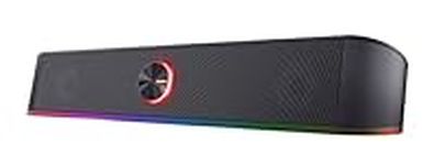 Trust Gaming GXT 619 Thorne RGB Illuminated Soundbar, PC Speakers, 12W Peak Power, 3.5 mm Jack, USB Powered Soundbar, Stereo Sound System for PC, Desktop, Laptop, Computer - Black