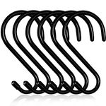 Swatowot® 10 Pack 15 cm Large Heavy Duty S Hooks Non Slip Vinyl Coated S Hook for Hanging, Steel Metal Black Rubber Coated Closet S Hooks for Hanging Plants Jeans Pot Pan Cups Towels Hats Jewelry