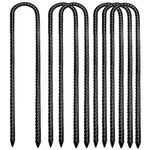 Ground Stakes, Tent Nails Ground Anchors Garden Pegs Landscape Staples Galvanized Steel Heavy Duty Securing Pins for Gardening Camping Tents Trampoline 12' in 6 Pack