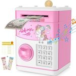 Electronic Piggy Bank for Girls Boys, Money Bank with Password Cute ATM Piggy Bank Coin Can, Auto Scroll Paper Money Saving Box, Best Toy Gifts for Kids Children