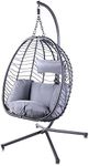 Alfresia Swing Egg Chair – Free Standing Egg Chair, Suitable Indoors and Outdoors, Weather Resistant, Cushion & Headrest Included, Hanging Seating For Garden, Patio and Conservatory