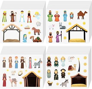 Nativity Stickers Make a Nativity Scene Sticker Jesus Birth Stickers Religious Sticker Mix Match Decal for Christmas Party Favor Holiday Religious Education Present Supplies (72 Sheets)