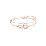 Swarovski Infinity bangle, Infinity, White, Rose gold-tone plated