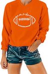 NEXLOMOS Women Crewneck Long Sleeve Football Game Day Sweatshirts (Orange,L)