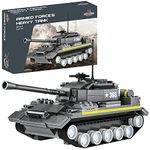 Apostrophe Games Army Tank Building Block Set - 340Pcs Armed Forces Toy for Ages 10 and Up – Rotating Turret with Gun Attachment Army Tank Model Kit Compatible with All Major Brands of Building Blocks