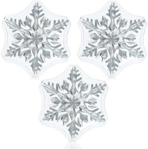 devembr Snowboard Stomp Pad, 3D Clear Snowflake Snowboarding Stomp Pads, PVC Material, 1.96" x 1.96", Transparent Pattern 3 pack