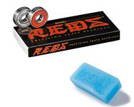Bones Reds Skateboard Bearings 8 Pack with Blue CCS Skate Wax