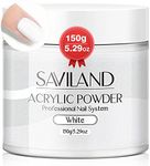 Saviland White Acrylic Powder -150g/5.29OZ Acrylic Nail Powder Large Capacity Professional for Acrylic Application System Nail Art 3D Flowers Carving Nail Extension Nail Carving