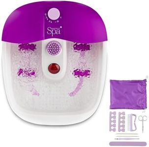 Sensio Spa Foot Spa Massager Pedicure Bath Nine accessories Pamper Your Feet with Heat Bubbles and Massaging Tools All In One Home Salon Therapeutic Massage Tub Pedicure Set White Purple