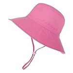 PythJooh Baby Sun Hat Toddler Girl Boy Summer Outdoor UPF 50+ Bucket Sun Hat Beach Pool Wide Brim Adjustable Strap Hats for 0-6Years Pink