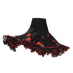 SM SunniMix Waltz Flamenco Costume Ballroom Dance Skirt for Women Ladies Practice Skirt, Red, as described