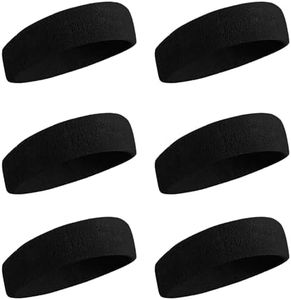 Ycctvar 6PCS Headbands for Women Head Bands Non Slip Men Sweat Band Hair Sweatbands Workout Running Stretchy Wide Wicking Athletic Wraps Gym Sports Baseball Basketball Tennis Absorbing Sweatband Black