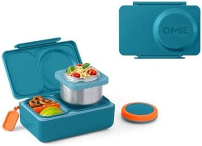 OmieBox UP bento Box for Kids | Insulated Lunch Box | Leak Proof Insulated Food jar | Cooler ice Pack | 2 Compartments (Teal Green)