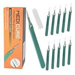 Medicure Disposable Scalpels| #11 Sharp Stainless Steel Blades | Pack of 10 | Sterile Individual Pouches | for Dermaplaining, Podiatry, Crafts & More (#11Green Handle)