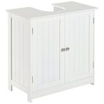 HOMCOM Under Sink Bathroom Cabinet with 2 Doors and Shelf, Pedestal Sink Bathroom Vanity Furniture, White