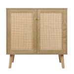 Anmytek Rattan Cabinet with 2 Doors, Accent Storage Cabinet with Large Space Adjustable Shelf Kitchen Sideboard Buffets H0082