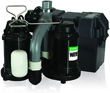 WAYNE - 1/2 HP Basement [Sump] [Pump] System with Integrated Vertical Float Switch and 12 Volt [Battery] Back Up Capability, [Battery] Not Included - Up to 5,100 Gallons Per Hour - Heavy Duty