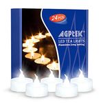 AGPTEK 1 FBA_DE12T Timer No Flicker Flameless LED Candles Battery-Operated Long Lasting Tealights for Wedding Holiday Party Home Decoration 24pcs, Plastic, Cool White