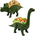 Unido Box Dinosaur Taco Holder - Kids Plastic Novelty Taco Plate - Army Green - Set of 2-1 Triceratops, 1 Brontosaurus (2)