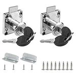 Graplan 2 Sets Furniture Lock Cylinder Zinc Alloy Cam Lock Security Drawer Locks with 4 Keys for Door Cabinet Mailbox Drawer Cupboard Household Office