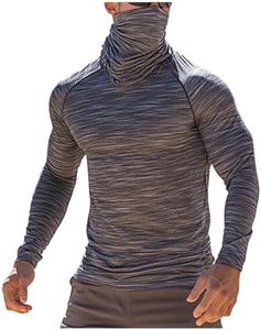 Fishing Hoodies for Men with Face Mask - Performance UPF 50 + Sun Protection Long Sleeve Outdoor Camping Hiking Shirt Breathable Quick Dry Moisture Wicking Undershirt,19# Dark Gray,Small