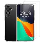 kalibri Case Compatible with Samsung Galaxy A55 5G Cover - Soft Smartphone Case - with 2X Tempered Glass Screen Protectors - Transparent