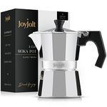 JoyJolt Italian Moka Pot 3 Cup Stovetop Espresso Maker. Aluminum Coffee Percolator Coffee Pot With Heat Resistant Handles! Portable Espresso Maker Camping Coffee Pot, Stove Top Cafetera