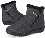 gracosy Warm Snow Boots Outdoor for Women Winter Fur Lining Shoes Anti-Slip Lightweight Ankle Bootie Waterproof Slip on Sneakers Drak Grey 8 M US