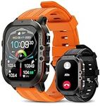 Smart Watch for Men (Answer/Make Calls), 5ATM Waterproof 1.96'' AMOLED Screen Rugged Military Smartwatch with 2 Straps and Heart Rate SpO2 Monitor, 100+ Sports Modes Fitness Tracker for Android iOS