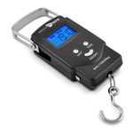 South Bend Digital Hanging Fishing Scale and Tape Measure with Backlit LCD Display, 110lb/50kg Capacity (Batteries Included)