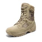 NORTIV 8 Men's Military Tactical Work Boots Hiking Motorcycle Combat Boots, Camo Sand, 9.5