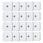 Adhesive Electrodes,TENS Unit Pads Electrode Patches, 20 Pcs Adhesive Electrodes for TENS Machine, Replacement Reusable Pads Self Adhesive Electrodes with 3.5 mm Snap-on for Pain Relief (White)