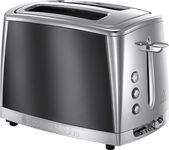 Russell Hobbs 2 Slice Luna Toaster with faster toasting Technology (6 Browning levels, Defrost/Reheat/Cancel function, Lift & Look feature, Removable crumb tray, Cord storage, 1500W) Grey 23221