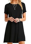 OMZIN Ladies Summer Dress Shirts Tunics Tops Round Neck Blouse Tunic Top Short Sleeve Loose fit BLK 3XL