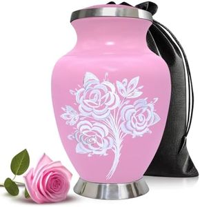 Rose Cremation Urn for Ashes for Women & Men - Handcrafted Rose Urns for Human Ashes Adult Female & Male - Funeral Urns for Women - Honor Your Loved Ones with Decorative Urns (Baby Pink, Large)